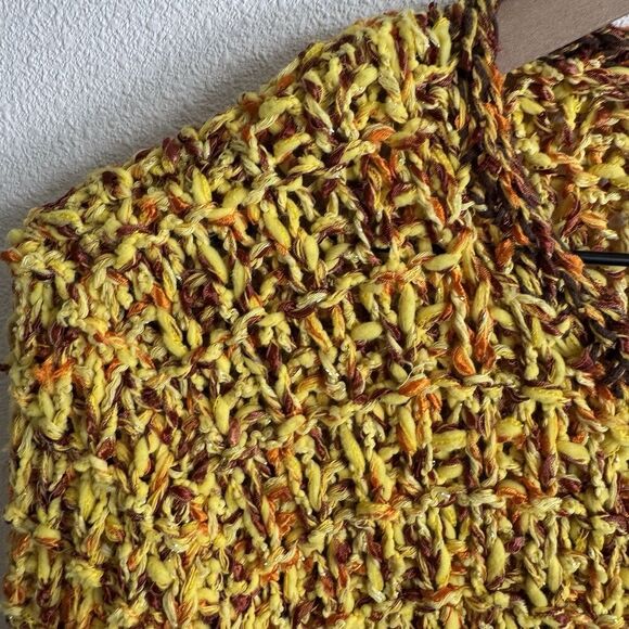 Unbranded Chunky‎ Sweater Womens Medium* Yellow Knit Cardigan Boho Hippie Artsy - Picture 7 of 16